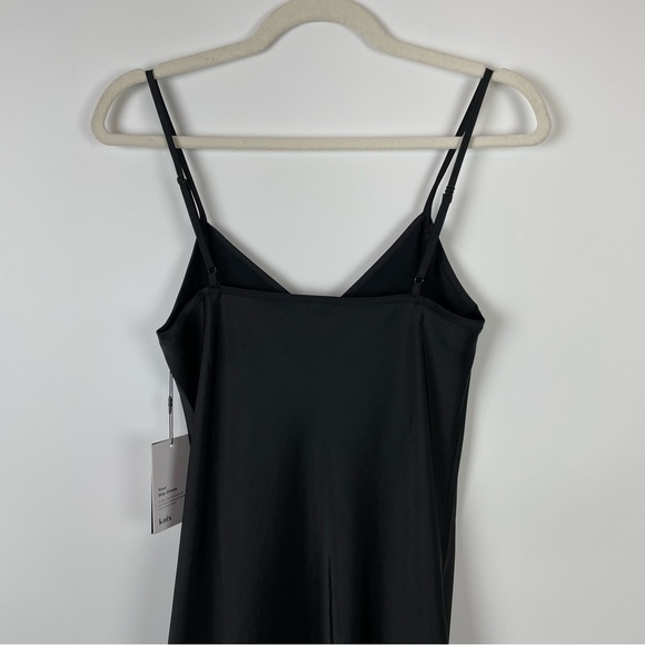 Knix Black Satin Slip Dress Midi Sleeveless V Neck - Picture 8 of 9